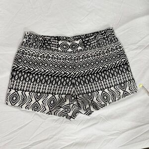 J. Crew Black and White High Waist Geometric Shorts